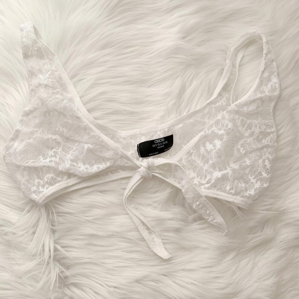 ASOS - White lace knot front bralette, XS US
